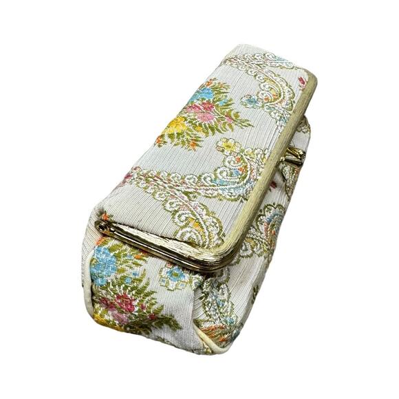 Vintage Celebrity Tapestry Floral Makeup Cosmetic Bag Mirror Small Coquette Flaw - Picture 4 of 12